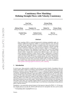 Consistency Flow Matching: Defining Straight Flows with Velocity
  Consistency