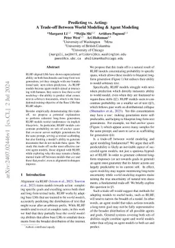 Predicting vs. Acting: A Trade-off Between World Modeling & Agent
  Modeling