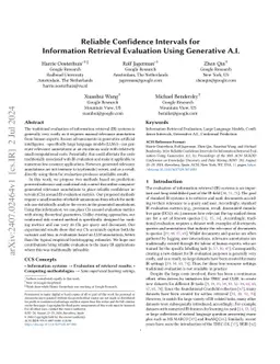 Reliable Confidence Intervals for Information Retrieval Evaluation Using
  Generative A.I