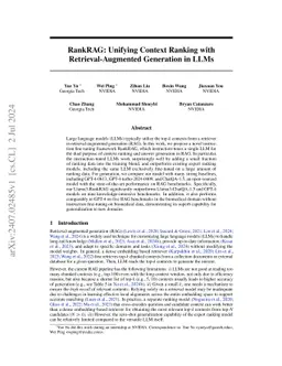RankRAG: Unifying Context Ranking with Retrieval-Augmented Generation in
  LLMs