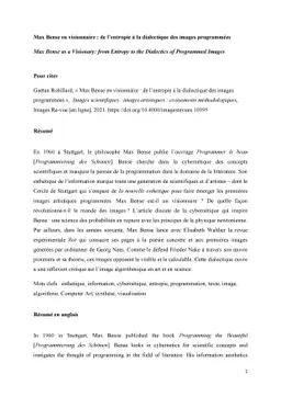 Max Bense as a Visionary: from Entropy to the Dialectics of Programmed
  Images