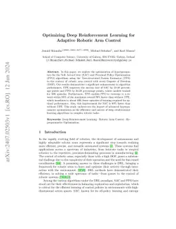 Optimizing Deep Reinforcement Learning for Adaptive Robotic Arm Control