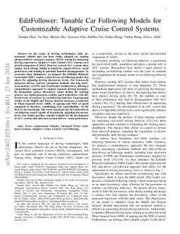 EditFollower: Tunable Car Following Models for Customizable Adaptive
  Cruise Control Systems