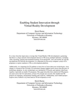 Enabling Student Innovation through Virtual Reality Development