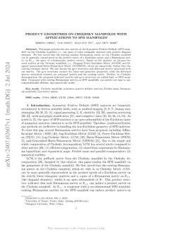 Fast and Stable Riemannian Metrics on SPD Manifolds via Cholesky Product Geometry