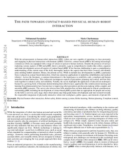The path towards contact-based physical human-robot interaction