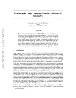 Reasoning in Large Language Models: A Geometric Perspective