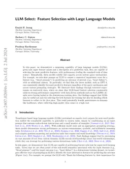 LLM-Select: Feature Selection with Large Language Models