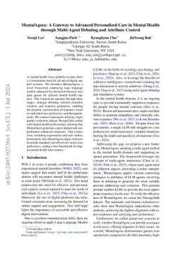 MentalAgora: A Gateway to Advanced Personalized Care in Mental Health
  through Multi-Agent Debating and Attribute Control