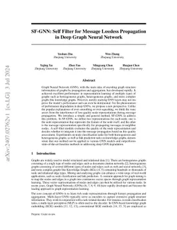 SF-GNN: Self Filter for Message Lossless Propagation in Deep Graph
  Neural Network