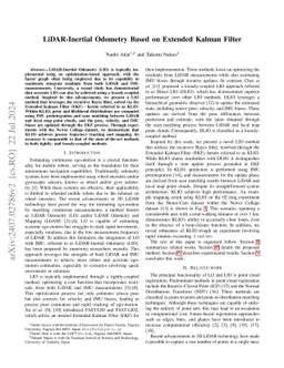 LiDAR-Inertial Odometry Based on Extended Kalman Filter