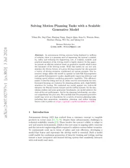 Solving Motion Planning Tasks with a Scalable Generative Model
