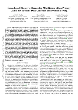 Game-Based Discovery: Harnessing Mini-Games within Primary Games for
  Scientific Data Collection and Problem Solving