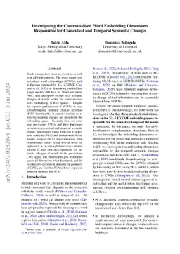 Investigating the Contextualised Word Embedding Dimensions Responsible
  for Contextual and Temporal Semantic Changes