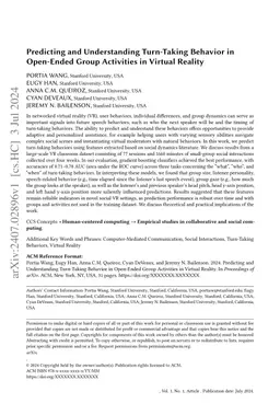 Predicting and Understanding Turn-Taking Behavior in Open-Ended Group
  Activities in Virtual Reality