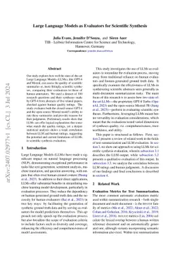 Large Language Models as Evaluators for Scientific Synthesis