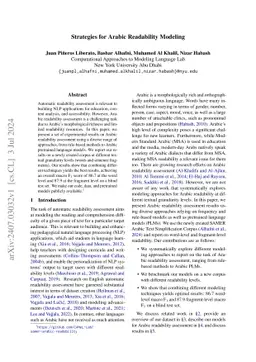 Strategies for Arabic Readability Modeling