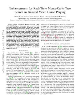 Enhancements for Real-Time Monte-Carlo Tree Search in General Video Game
  Playing