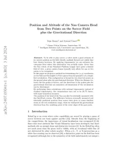 Position and Altitude of the Nao Camera Head from Two Points on the
  Soccer Field plus the Gravitational Direction