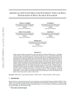 Artificial Inductive Bias for Synthetic Tabular Data Generation in Data-Scarce Scenarios