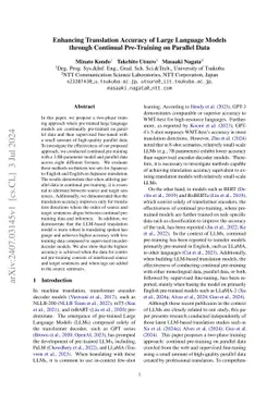 Enhancing Translation Accuracy of Large Language Models through
  Continual Pre-Training on Parallel Data