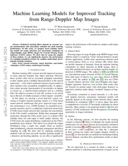 Machine Learning Models for Improved Tracking from Range-Doppler Map
  Images