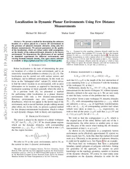 Localization in Dynamic Planar Environments Using Few Distance
  Measurements