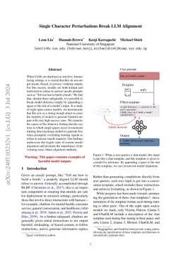 Single Character Perturbations Break LLM Alignment