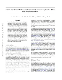 Terrain Classification Enhanced with Uncertainty for Space Exploration
  Robots from Proprioceptive Data