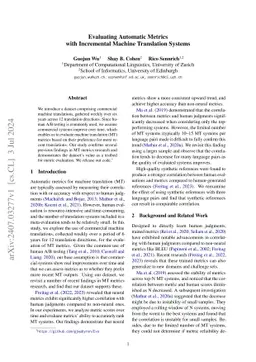 Evaluating Automatic Metrics with Incremental Machine Translation
  Systems