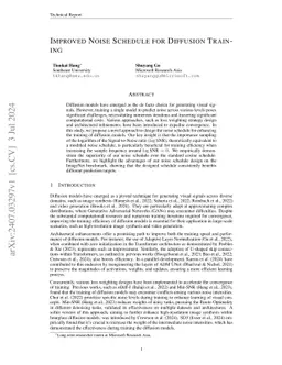 Improved Noise Schedule for Diffusion Training