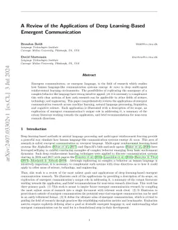 A Review of the Applications of Deep Learning-Based Emergent
  Communication