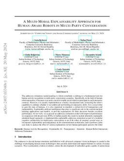 A Multi-Modal Explainability Approach for Human-Aware Robots in Multi-Party Conversation