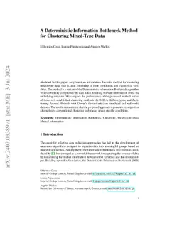 A Deterministic Information Bottleneck Method for Clustering Mixed-Type Data