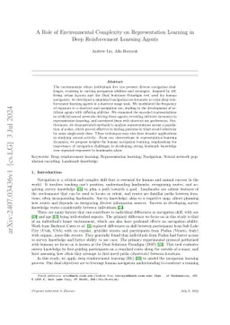 A Role of Environmental Complexity on Representation Learning in Deep Reinforcement Learning Agents