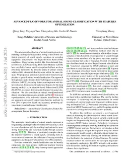 Advanced Framework for Animal Sound Classification With Features
  Optimization