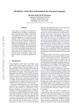 XferBench: a Data-Driven Benchmark for Emergent Language