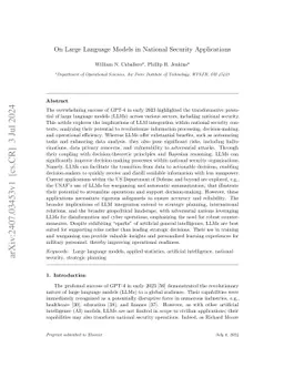On Large Language Models in National Security Applications