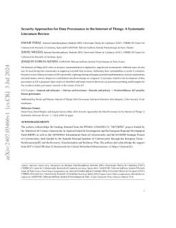 Security Approaches for Data Provenance in the Internet of Things: A
  Systematic Literature Review