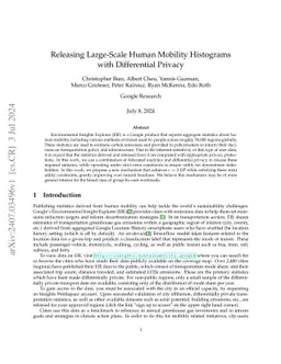 Releasing Large-Scale Human Mobility Histograms with Differential
  Privacy