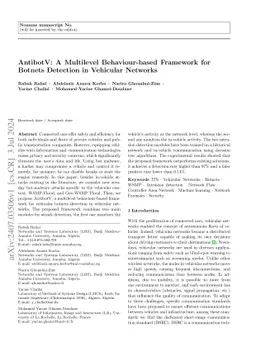 AntibotV: A Multilevel Behaviour-based Framework for Botnets Detection
  in Vehicular Networks