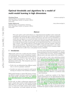 Optimal thresholds and algorithms for a model of multi-modal learning in high dimensions