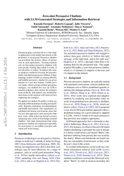 Zero-shot Persuasive Chatbots with LLM-Generated Strategies and
  Information Retrieval