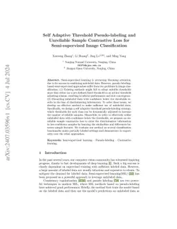 Self Adaptive Threshold Pseudo-labeling and Unreliable Sample
  Contrastive Loss for Semi-supervised Image Classification