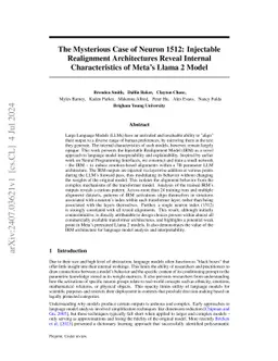 The Mysterious Case of Neuron 1512: Injectable Realignment Architectures
  Reveal Internal Characteristics of Meta's Llama 2 Model
