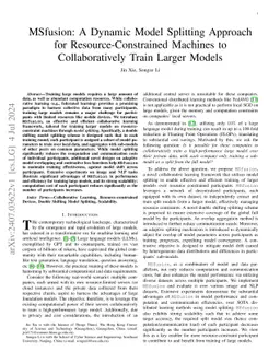 MSfusion: A Dynamic Model Splitting Approach for Resource-Constrained
  Machines to Collaboratively Train Larger Models