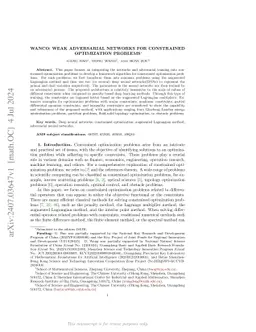 WANCO: Weak Adversarial Networks for Constrained Optimization problems