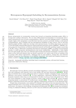 Heterogeneous Hypergraph Embedding for Recommendation Systems