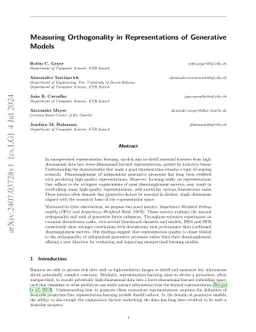 Measuring Orthogonality in Representations of Generative Models