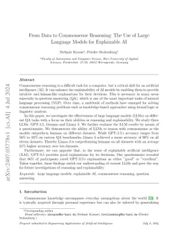From Data to Commonsense Reasoning: The Use of Large Language Models for
  Explainable AI